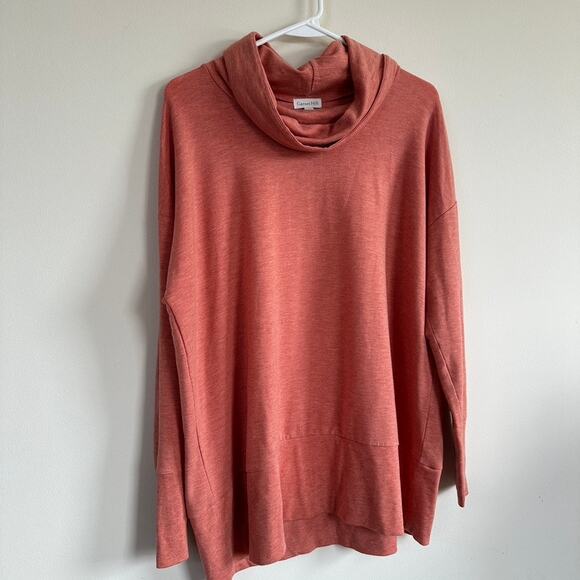 Garnet Hill Womens Tunic Top S Ginger Heather Cowl Neck Knit Oversized Tencel - Picture 6 of 11